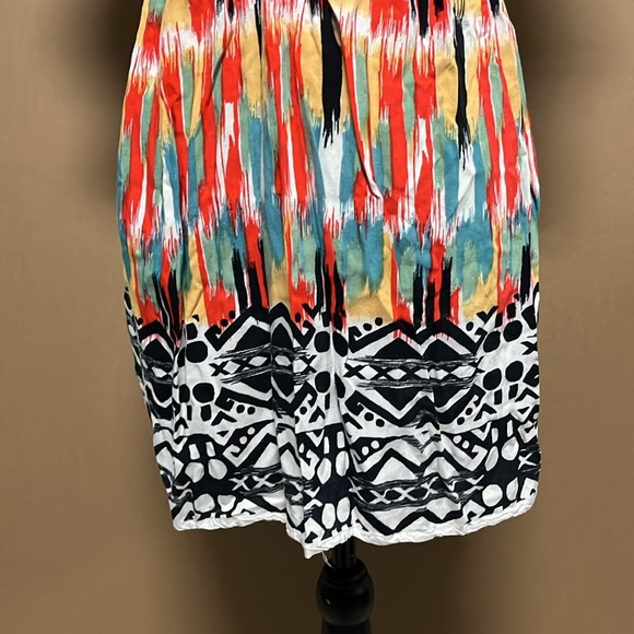 Angie mini bohemian dress size small multicolor v-neck beach 100% Rayon - Picture 3 of 6